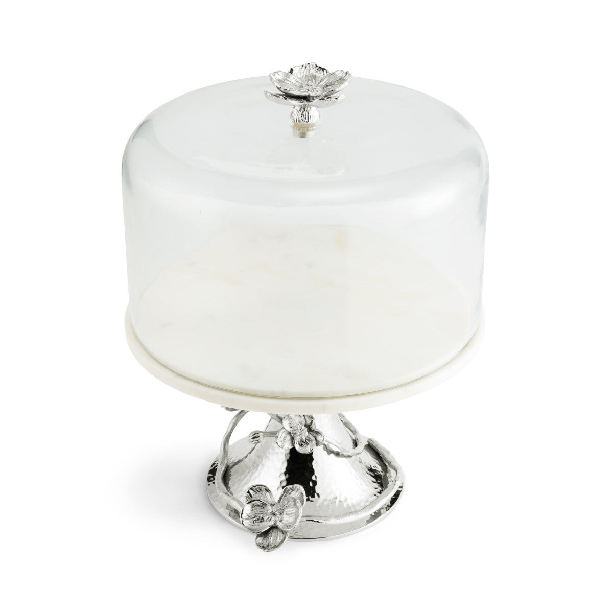 White Orchid Cake Stand With Dome