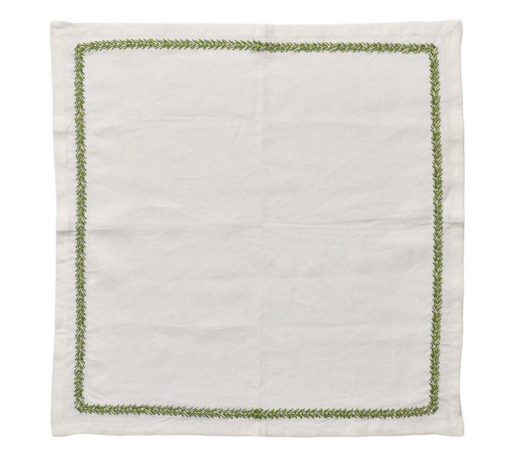 Jardin Napkin in White & Green, Set of 4