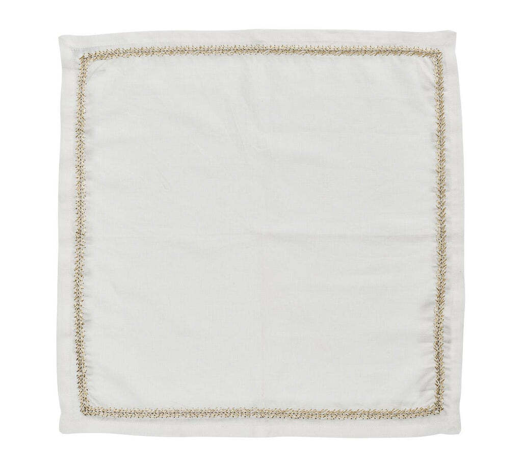 Jardin Napkin in White, Gold & Silver, Set Of 4