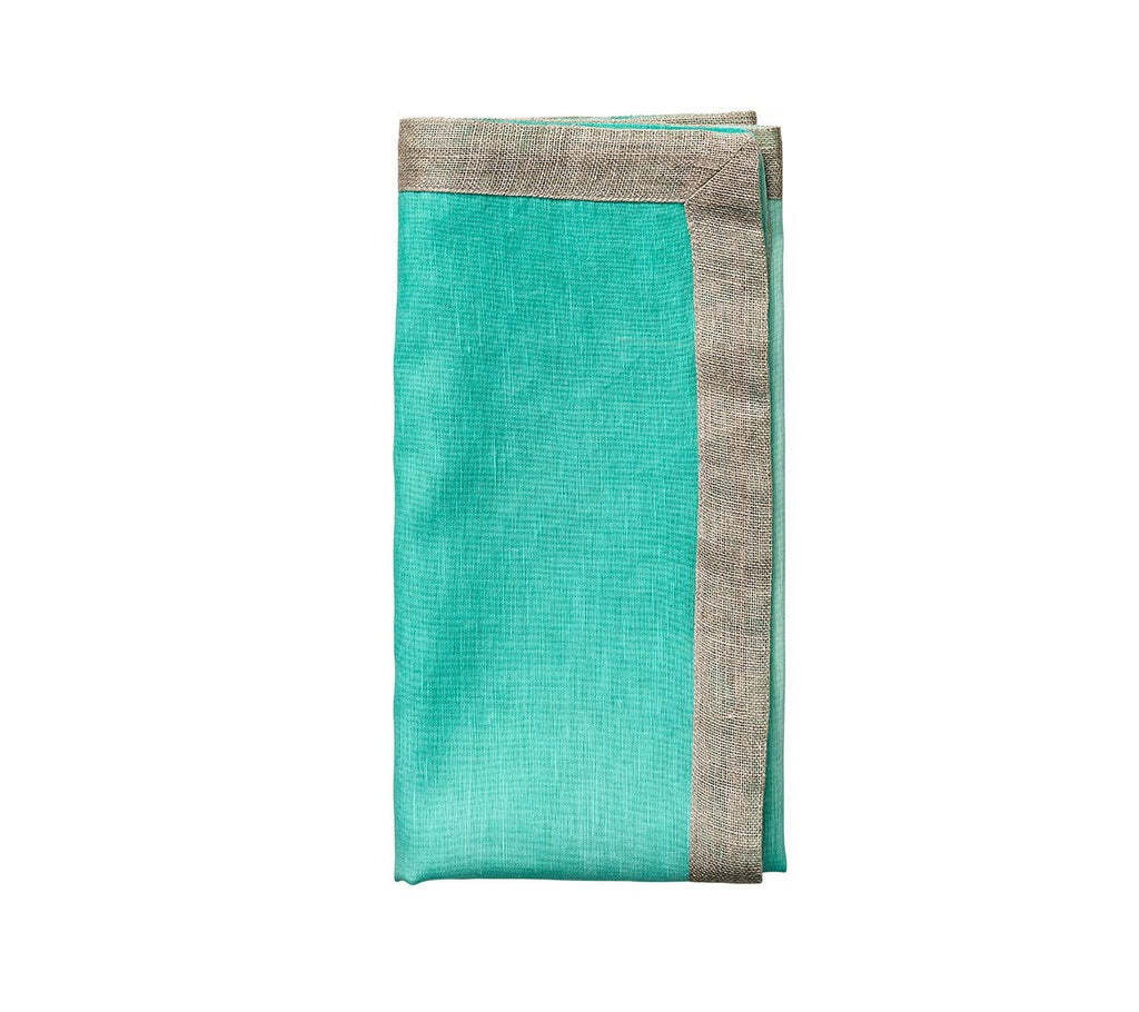 Dip Dye Napkin in Mint & Silver, Set of 4