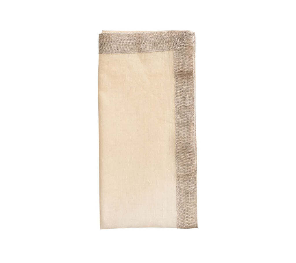 Dip Dye Napkin in White & Beige, Set of 4