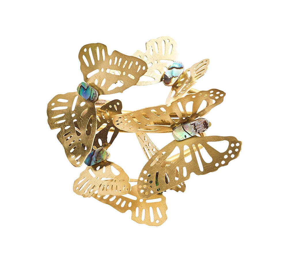 Butterfly Garden Napkin Ring in Gold & Silver, Set of 4