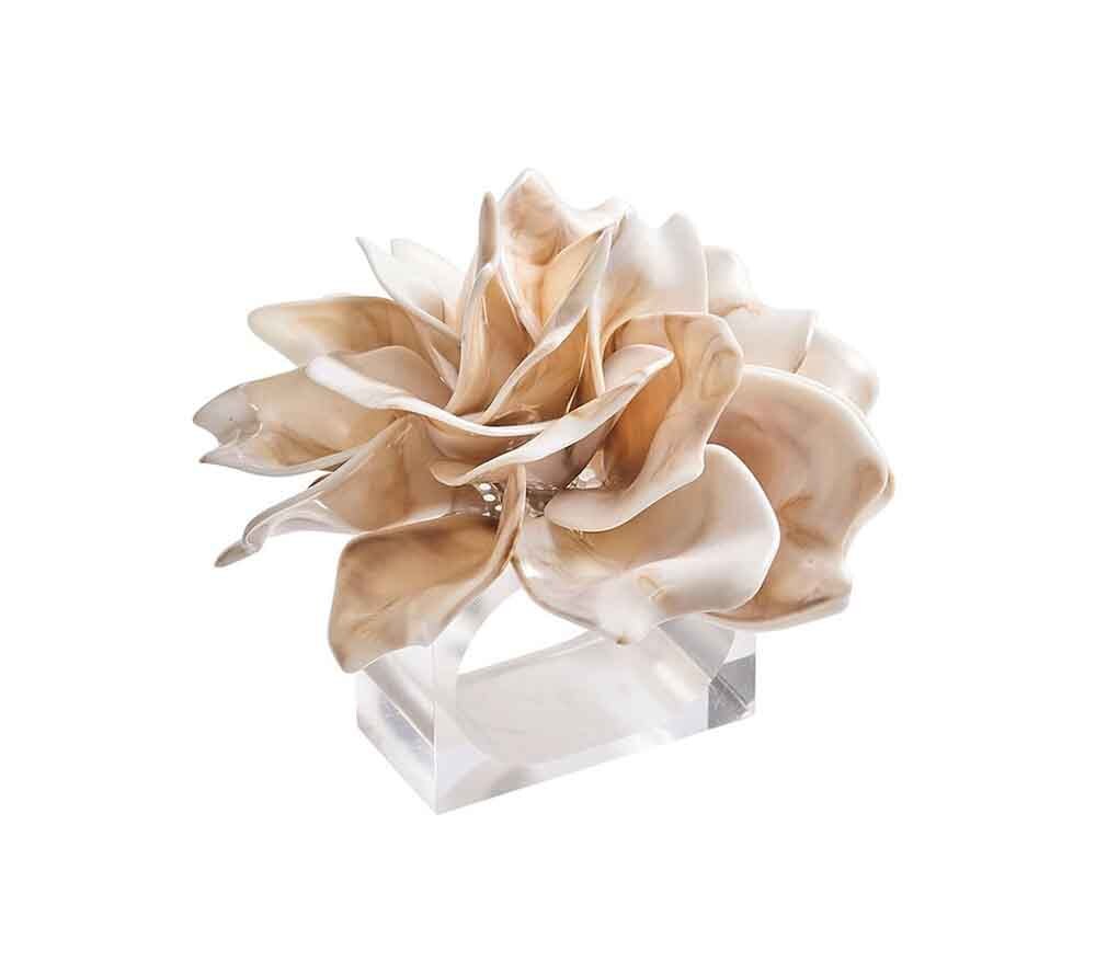 Dahlia Napkin Ring in Ivory, Set of 4