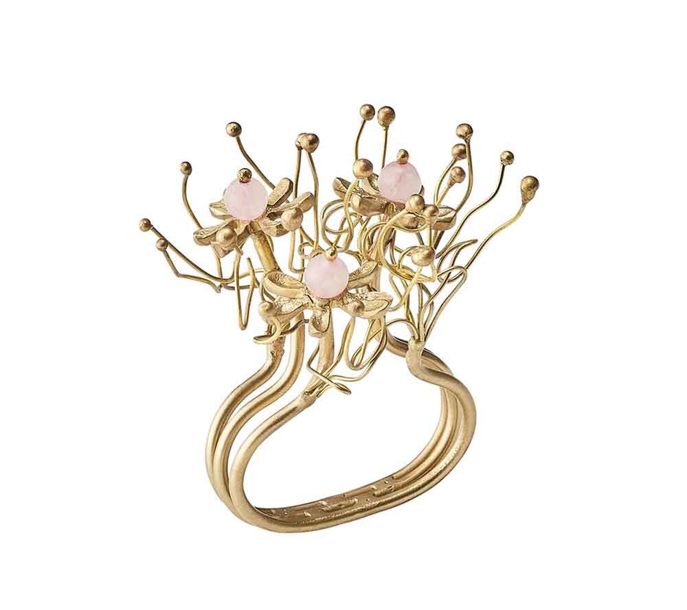Flora Napkin Ring in Blush & Gold, Set of 4