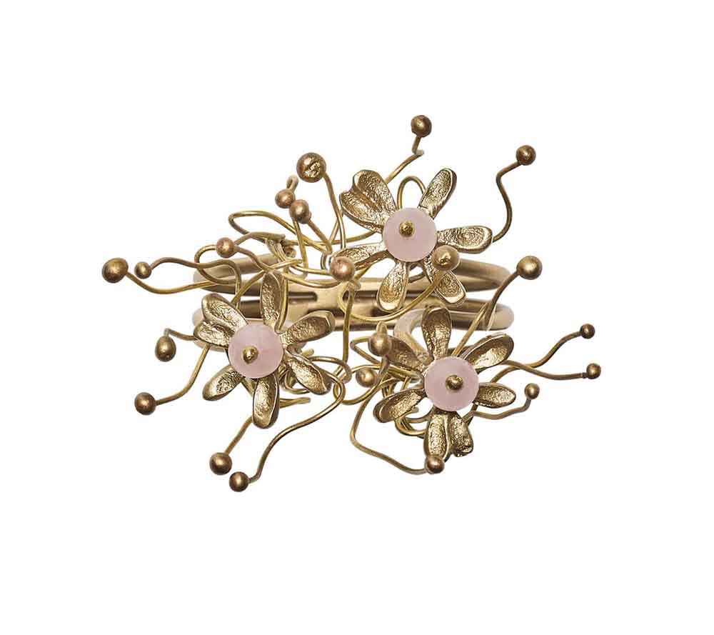 Flora Napkin Ring in Blush & Gold, Set of 4