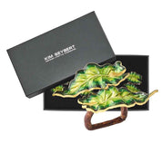Fern Napkin Ring in Green & Gold, Set of 4 in a Gift Box