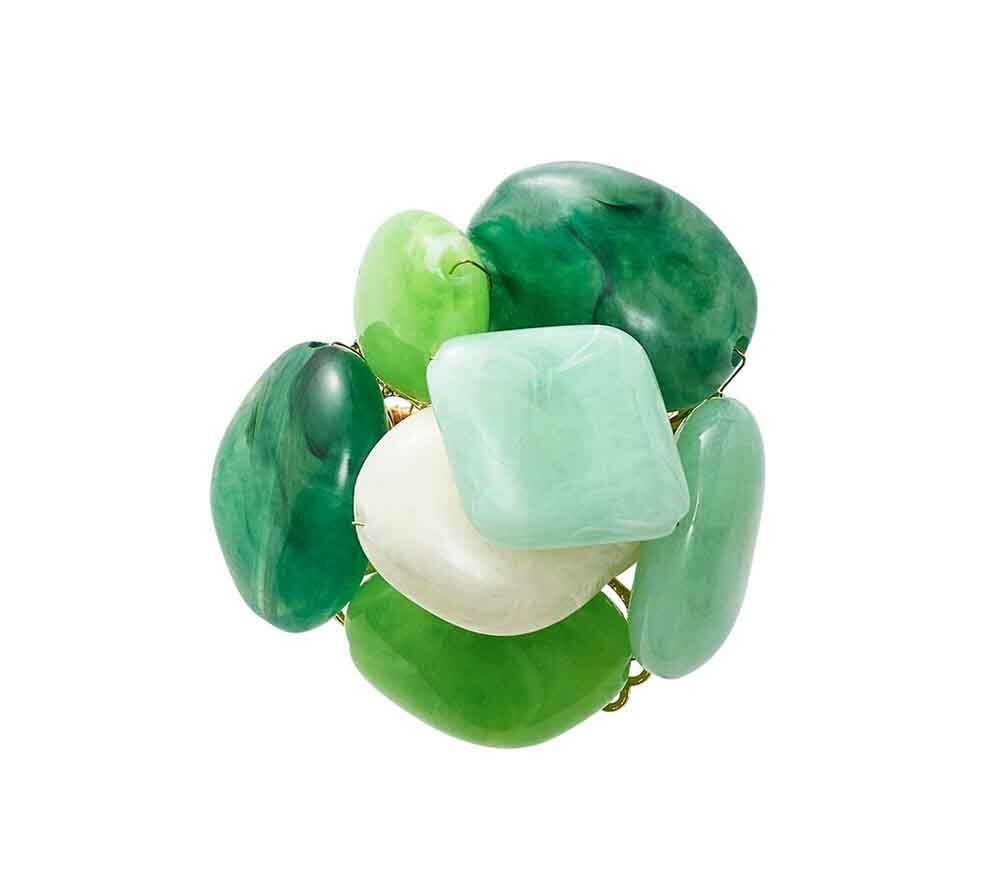 Sea Stone Napkin Ring in Green, Set of 4