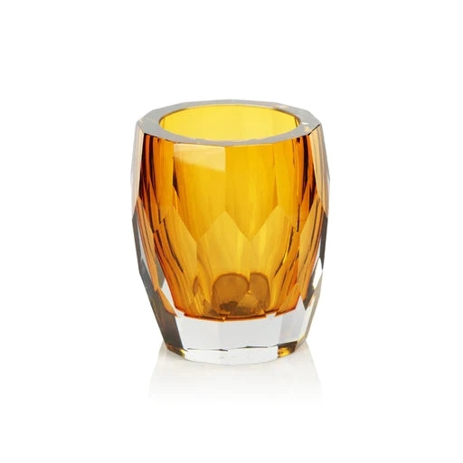 La bohème HM Polished Cut Glass Vase/ Hurricane-Amber