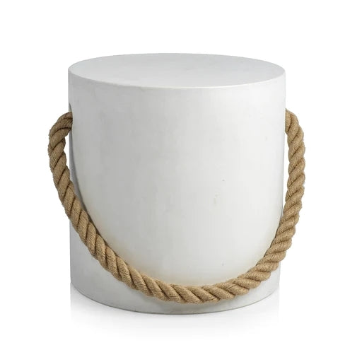 Marina Concrete Stool w/ Rope Accent- White
