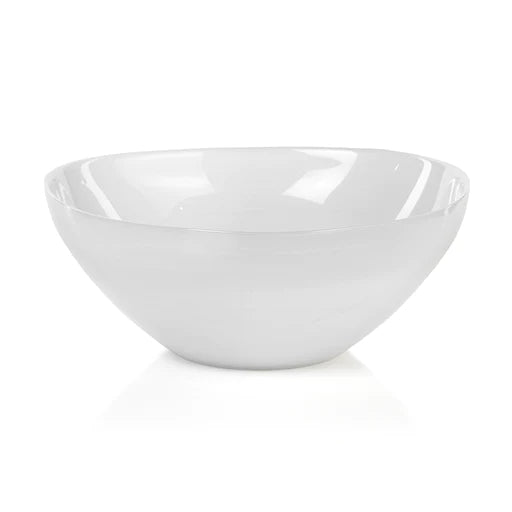 Monte Carlo Alabaster Glass Bowl-White/ Large