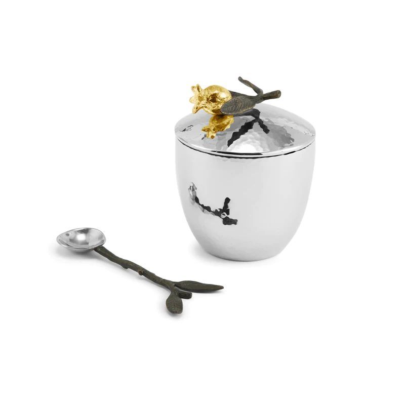 Pomegranate Sugar Pot w/ Spoon