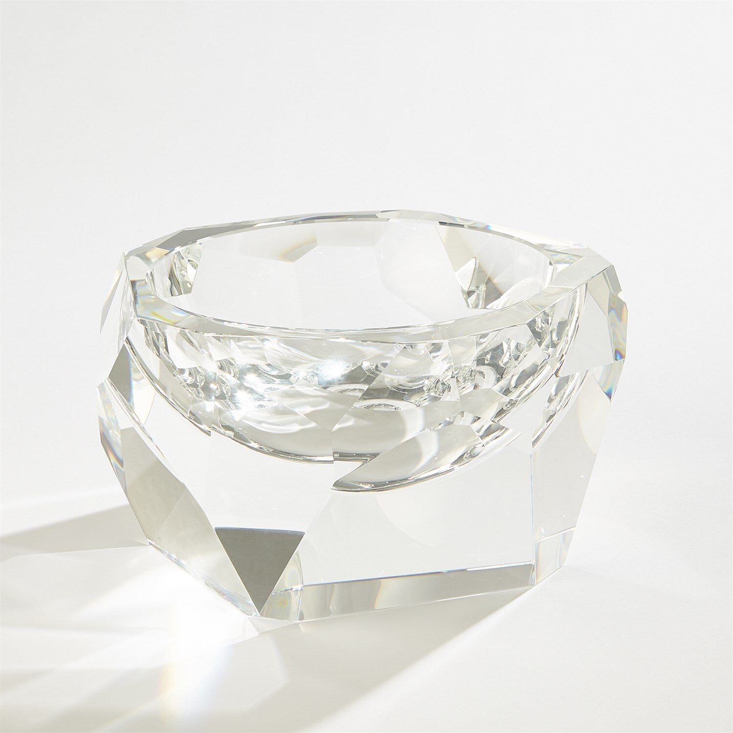 Multi Facet Crystal Bowl-Clear-Lg