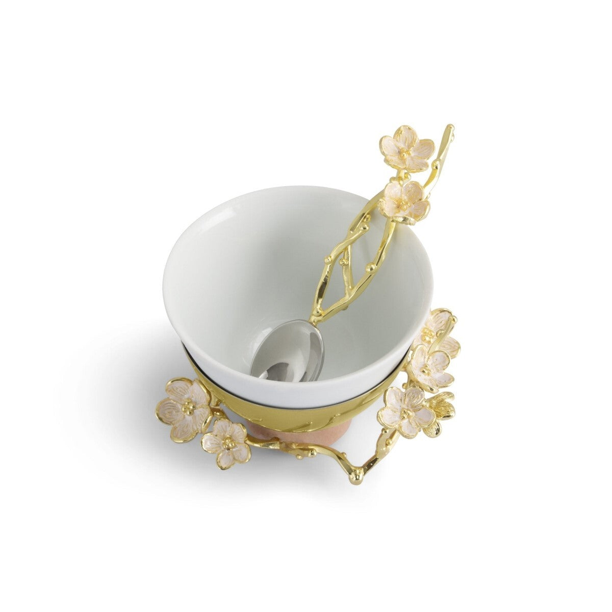 Cherry Blossom Porcelain Small Bowl With Spoon